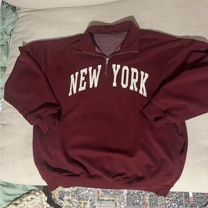 Brandy Melville Oversized Quarter Zip Crew with Pockets